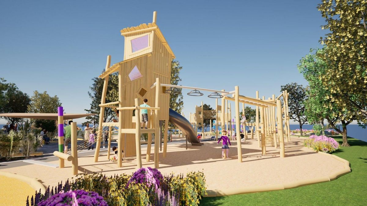 Schaukeln, drehen, klettern – und zwar für alle: Lippstadt setzt ein starkes Zeichen für mehr Teilhabe. Am Jahnplatz entsteht für 700 000 Euro der erste inklusive Spielplatz der Stadt. Hier zu sehen - ein Teil des geplanten Kletterbereichs. Visualisierung: natürlich inklusiv