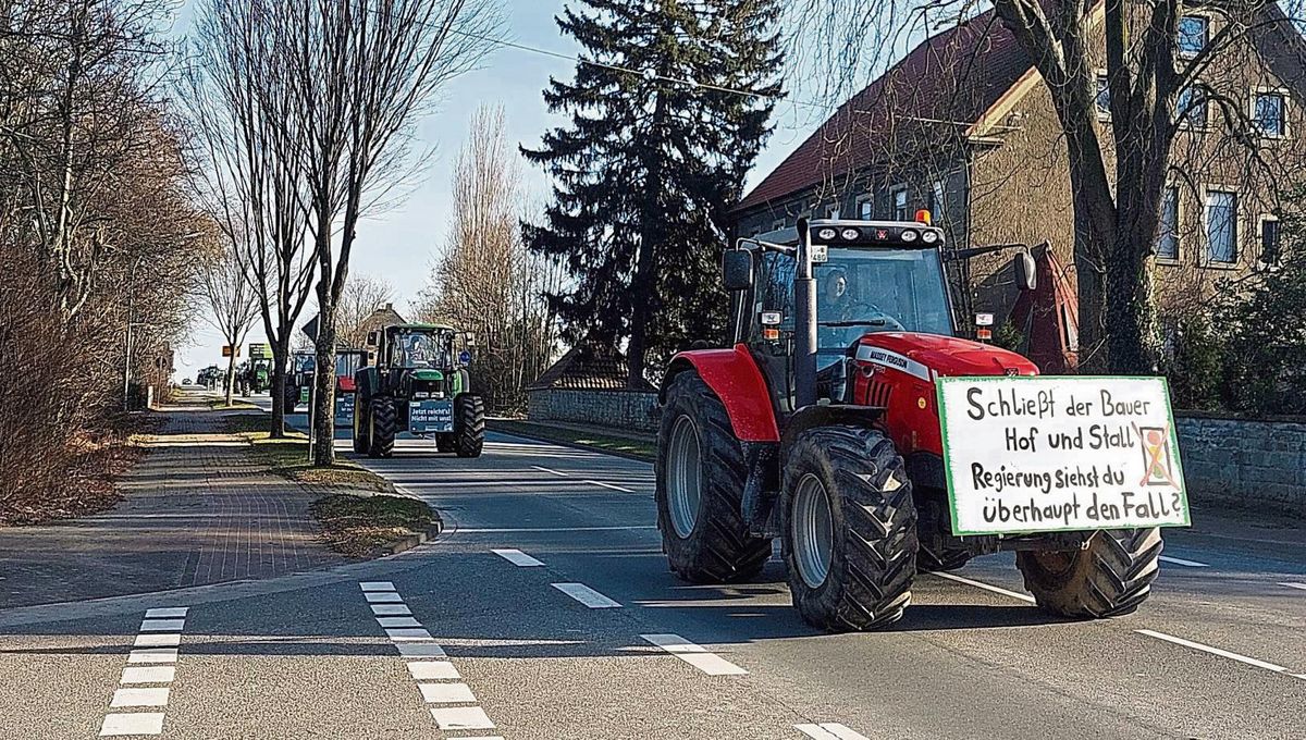Mehr als 1500 Trecker, Lastwagen und Bullis sorgten von Geseke bis Unna für Verkehrseinschränkungen. Foto: Löseke
