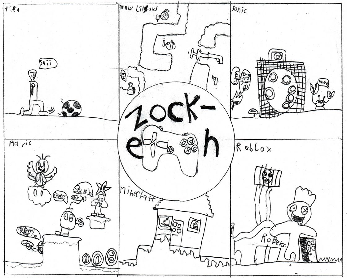 Leon Lux hat zu den beliebtesten Videospielen seiner Klasse eine Zeichnung angefertigt.