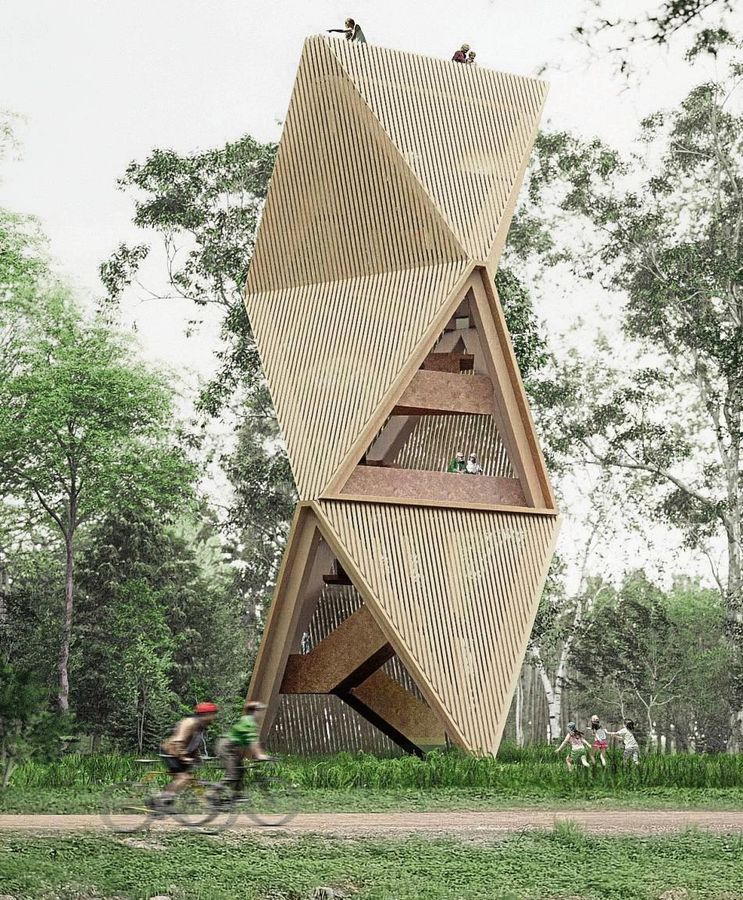 Natur erleben in den Lippeauen: Das Lippstädter Büro Passgang Architekten konnte mit diesem Entwurf den Architektenwettbewerb für den Auenerlebnisturm für sich entscheiden.