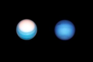 Neue Untersuchungen legen nahe, dass Uranus und Neptun eher felsig statt eisig sein könnten - Foto: A. Simon; M. H. Wong; OPAL team/NASA/ESA,/dpa