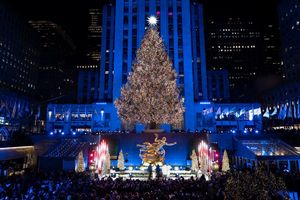 Der aktuelle Weihnachtsbaum am Rockefeller Center in Manhattan: Mehr als 20 Meter hoch und geschmückt mit über 50.000 LEDs markiert er den Beginn der Weihnachtszeit in New York. - Foto: Yuki Iwamura/AP/dpa
