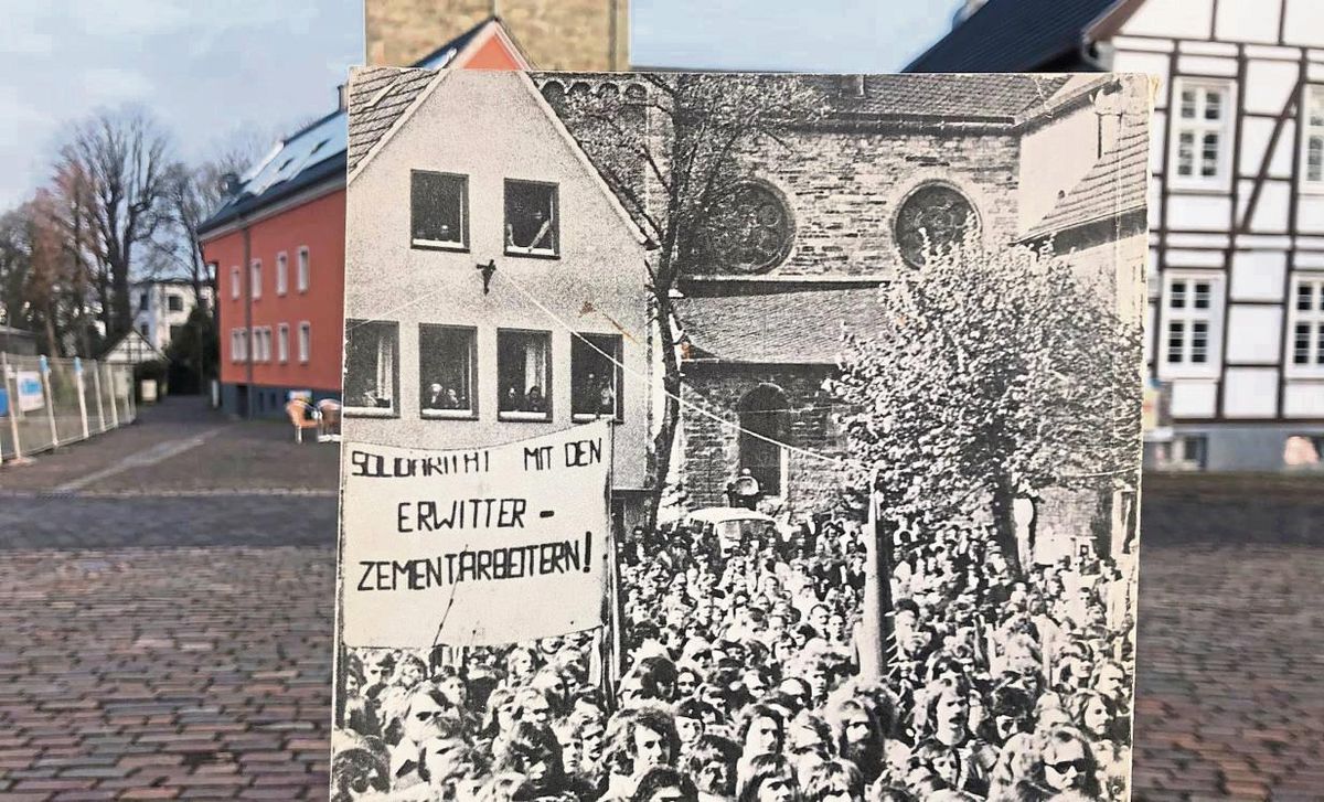 12 000 Menschen aus ganz Deutschland und sogar eine Delegation aus Frankreich kamen am 1. Mai 1975 zur Solidaritätsbekundung nach Erwitte. Fotos: Mintert