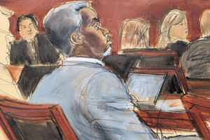 Die Gerichtszeichnung zeigt Sean «Diddy» Combs, der den Eröffnungsplädoyers am ersten Verhandlungstag vor dem Bundesgericht in Manhattan zuhört. (Archivfoto) - Foto: Elizabeth Williams/AP/dpa