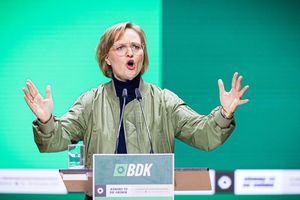 Grünen-Chefin Franziska Brantner wählte in Hannover ungewöhnlich deutliche Worte. - Foto: Moritz Frankenberg/dpa