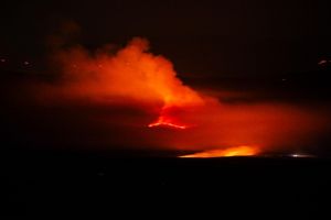 Der Feuerschein der riesigen Waldbrände ist vor allem nachts wie hier in der Autonomen Gemeinschaft von Kastilien und León in Spanien weithin sichtbar. - Foto: Mateo Lanzuela/EUROPA PRESS/dpa