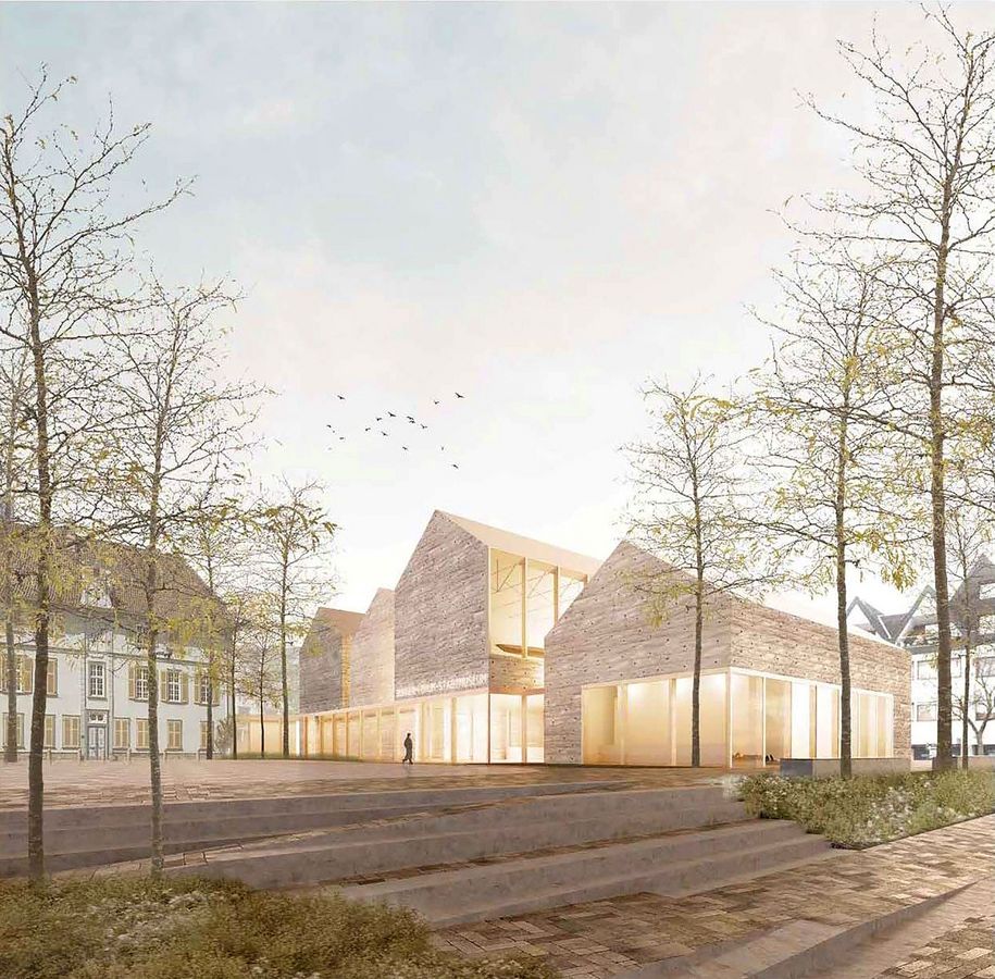 Vier unterschiedlich hohe Gebäude mit Giebeldächern: So sieht der Siegerentwurf des Stuttgarter Architekturbüro Studio-MRA aus.