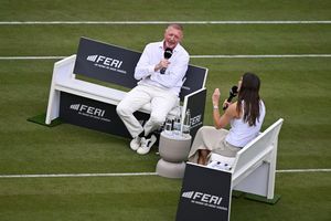 Boris Becker nahm in Bad Homburg einen Podcast mit Andrea Petkovic auf. - Foto: Arne Dedert/dpa