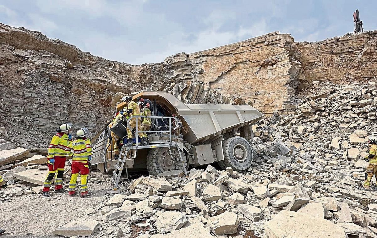 Zu einem schweren Unfall im Steinbruch wurde die Feuerwehr Anröchte am 19. Juni letzten Jahres gerufen. Archivfoto: Peitz/ Feuerwehr Anröchte