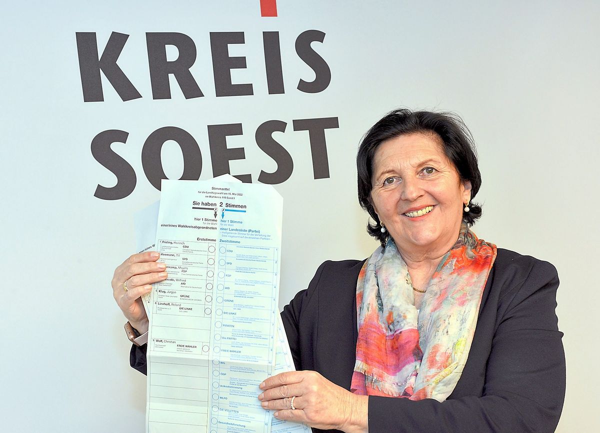 Wer tritt ihr Erbe an? Bei der Kommunalwahl geht es auch um die Nachfolgesuche für Landrätin Eva Irrgang (CDU). Archivfoto: Thomas Weinstock/ Kreis Soest