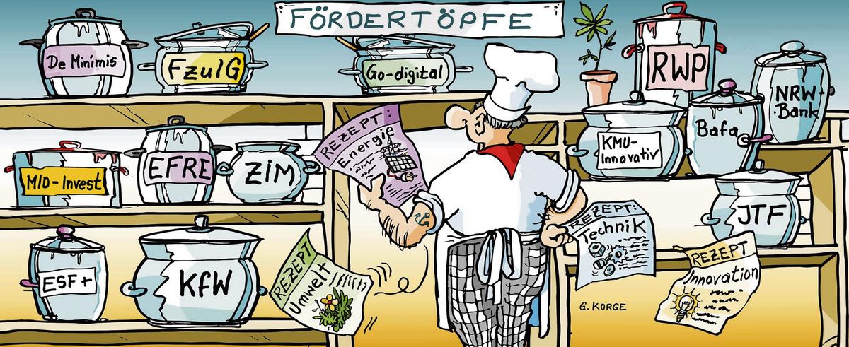 Aus welchem Fördertopf kommt die richtige Zutat für welches Vorhaben? Bei den Anträgen helfen Fördermittelberater der Wirtschaftsförderungen im Kreis Soest.