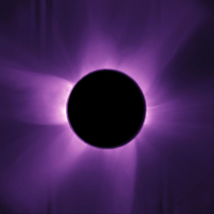 Auf diesem Foto ist die künstlich eingefärbte, innere Sonnenkorona zu sehen. - Foto: ESA/Proba-3/ASPIICS/dpa