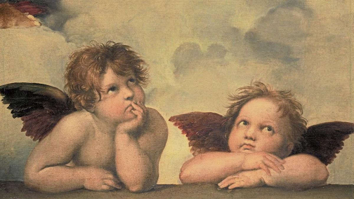 Diese zwei Engel kennt jeder: Sie wurden auf Tassen, Bettwäsche und Geschenkpapier millionenfach abgedruckt. Dabei sind sie auf Raffaels Bild „Sixtinische Madonna“ eigentlich nur ein Randmotiv. Archivfoto: dpa