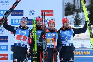 Erstes Staffelpodest der Saison für die deutschen Biathleten. - Foto: Sven Hoppe/dpa