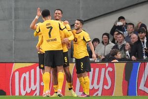 Dortmund jubelt in Kopenhagen. - Foto: Marcus Brandt/dpa