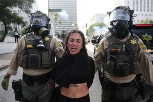 Demonstrantin bei Protest in Los Angeles verhaftet - Foto: Ethan Swope/AP/dpa