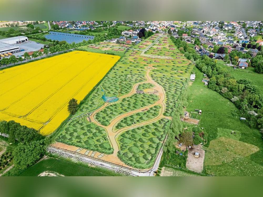 Für die Bebauung steht die ortsnahe Nordhälfte des Gebietes zur Verfügung. Montage: Eickhoff