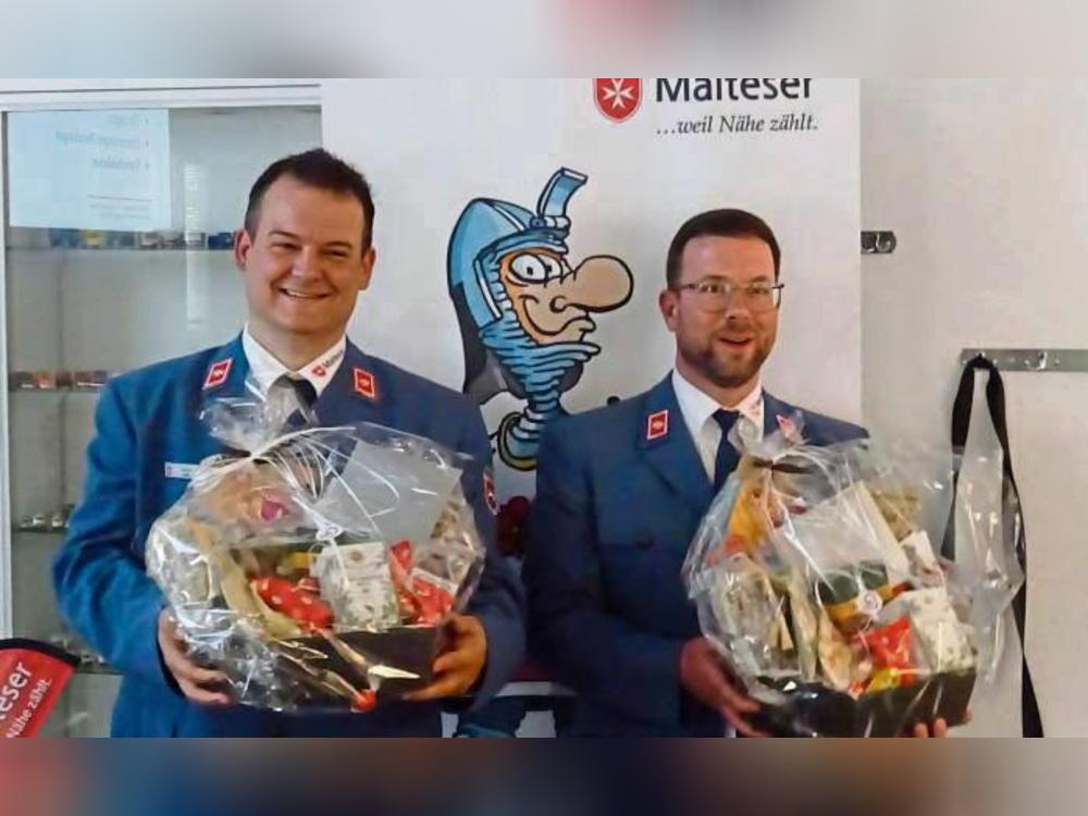 Die Malteser verabschiedeten den Stadtbeauftragten Jörn Hanisch (l.) und den Stadtgeschäftsführer Michael Rappold. Beide gaben ihren Posten aus beruflichen Gründen auf.