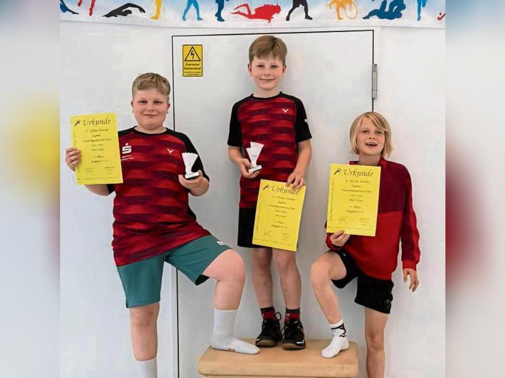 Erste Turniererfahrungen sammelten Tom Lutter, Henri Müller und Lena Lutter (v.l.) vom 1. BV Teutonia Lippstadt bei den 6. Offenen Werner Jugend-Stadtmeisterschaften.