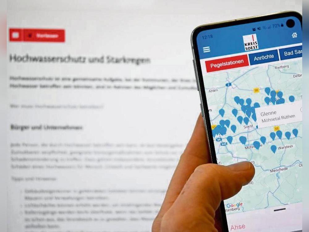 Die „Pegel-App Kreis Soest“ ist kostenlos in allen gängigen App-Stores verfügbar. Foto: Schulte-Nölle (Kreis Soest)