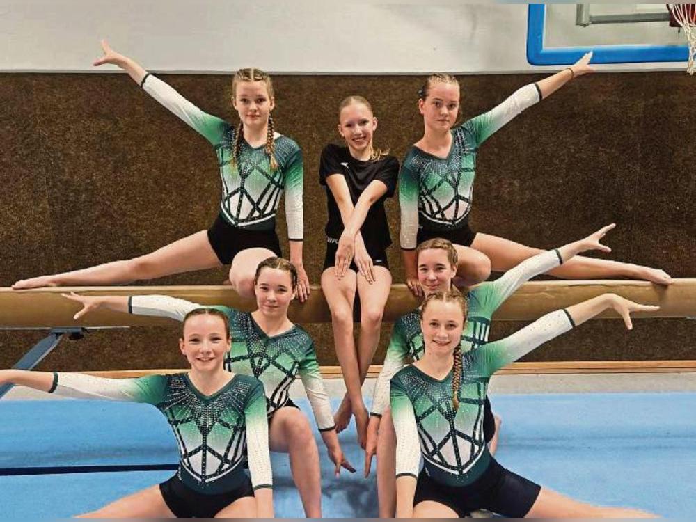 Ein fünfter Gesamtplatz sowie ein Abstieg aus der Gauklasse 2 (v.l.): Helene Eggers, Anna Schmitz, Theresa du Mont, Mia Knop (fehlte wegen Verletzung), Martha Kersting, Nele Schmitz und Payton Möller von der DJK Arminia Erwitte.