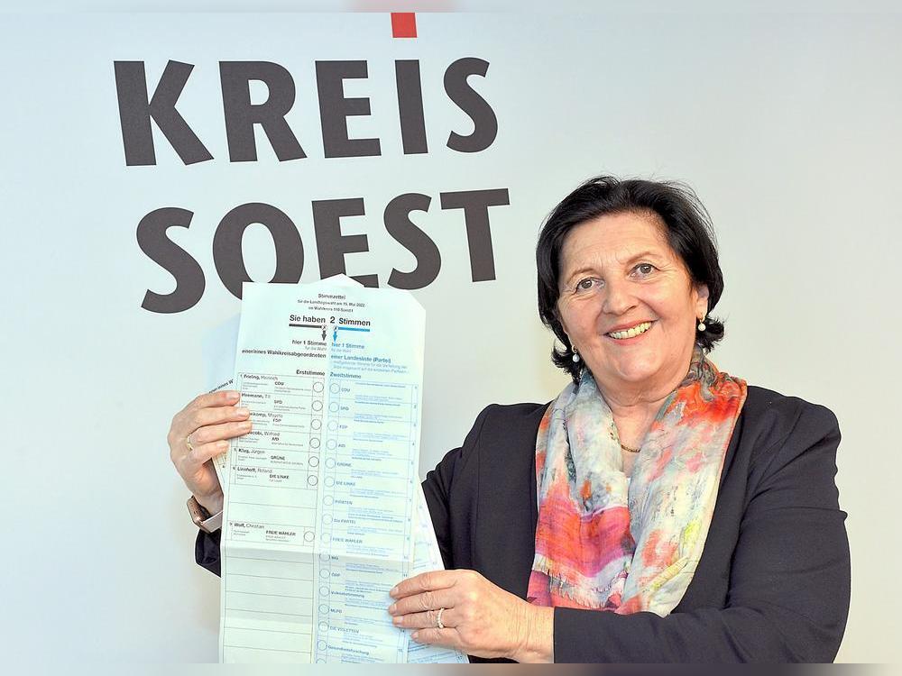 Wer tritt ihr Erbe an? Bei der Kommunalwahl geht es auch um die Nachfolgesuche für Landrätin Eva Irrgang (CDU). Archivfoto: Thomas Weinstock/ Kreis Soest