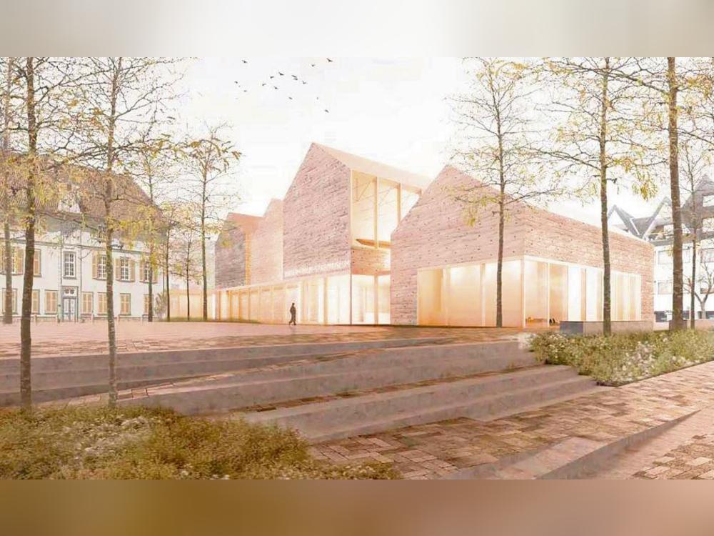 So stellt sich das Stuttgarter Architekturbüro Studio-MRA das „Bürger Forum Stadtmuseum“ in Lippstadt vor. An dem Entwurf mitgearbeitet haben die Greenbox Landschaftsarchitekten aus Köln.