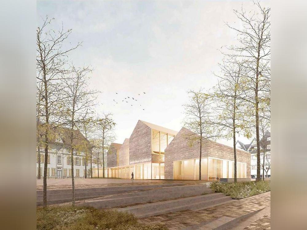 Vier unterschiedlich hohe Gebäude mit Giebeldächern: So sieht der Siegerentwurf des Stuttgarter Architekturbüro Studio-MRA aus.