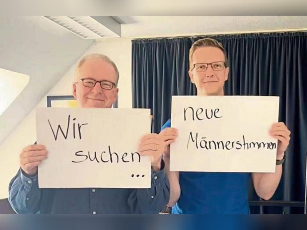 Chorleiter Bernd Hense und Sänger Jannik Brunstein gehen mit einem lustigen Video in den sozialen Medien auf Männer-Stimmenfang. Foto: Screenshot/Vocalensemble