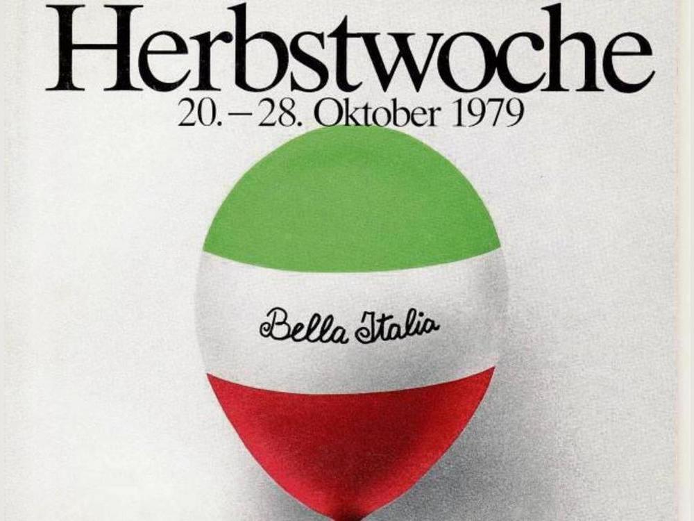 Seit Jahrzehnten nicht mehr aus dem Stadtbild wegzudenken: die Farben Italiens. Hier auf dem Plakat zur Herbstwoche des Jahres 1979 (Ausschnitt).