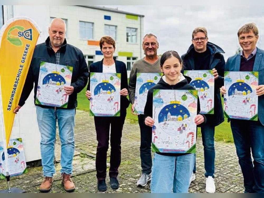 Als Motiv hat Lina Leymojeva aus der Klasse 7b der Sekundarschule in Geseke eine Weihnachtskulisse ausgewählt.