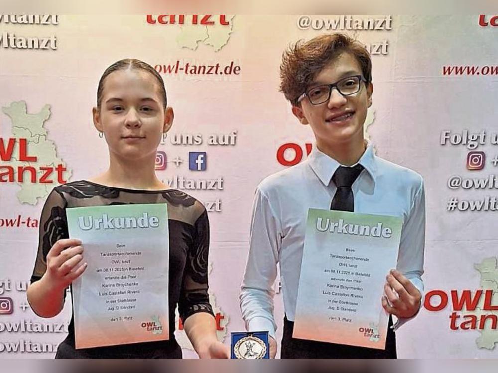 Gutes Team: Karina Broychenko und Luis Castellon Rivera vom TSC Castell Lippstadt wurden Dritte bei „OWL tanzt“.