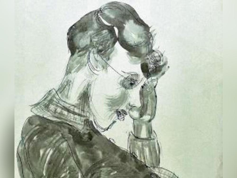 „Wie bekommen ich den Bauch wieder weg?“ heißt diese Federzeichnung von Oskar Kurt Döbrich (1931).