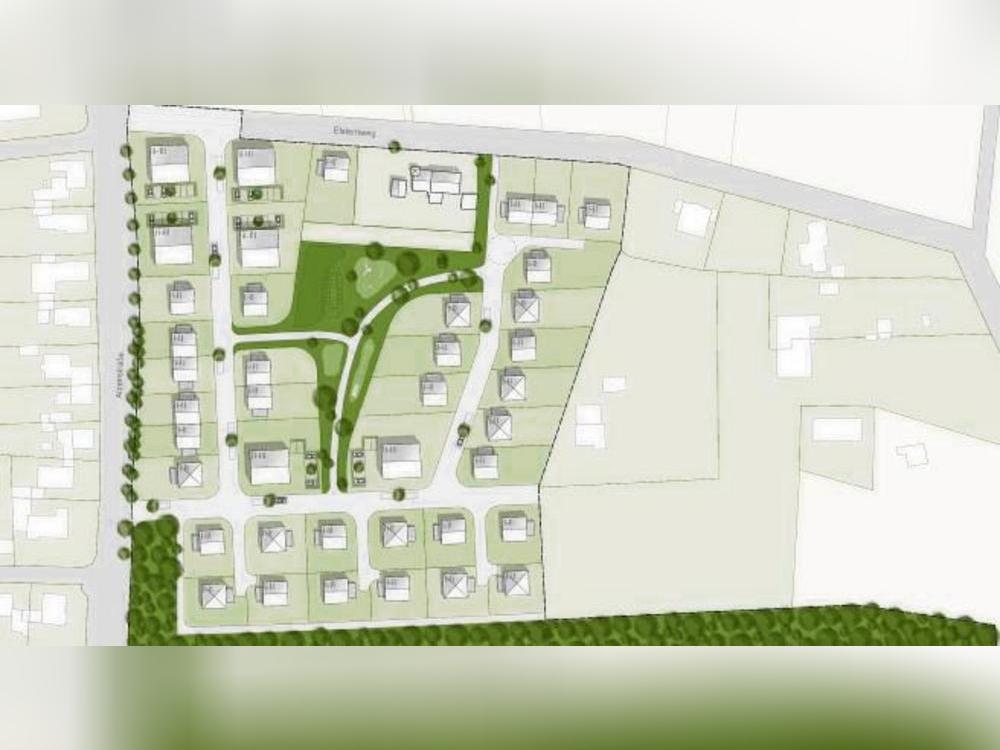 Vier Hektar Zukunft mit Hindernissen: Das geplante Baugebiet am Elsternweg in Rixbeck stößt auf „ernsthafte artenschutzrechtliche Bedenken“. Visualisierung: Stadt Lippstadt