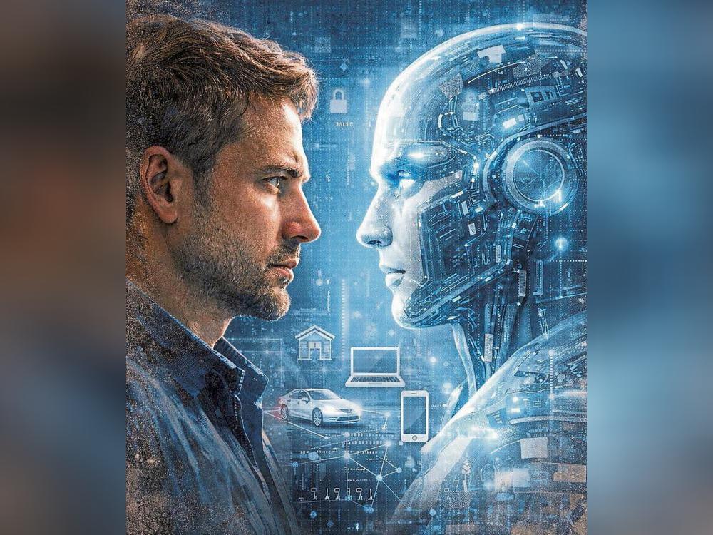 Mensch trifft Maschine: KI ist längst Teil unseres Alltags – und wir merken es kaum. Dieses Bild zur Story wurde von Chat GPT generiert.