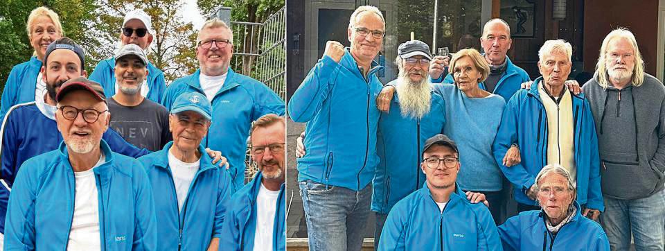 Aufsteiger im Doppelpack: Für den BPC Geseke I (l.) traten Eva Kutsche, Martina Goihl; (Mitte v.l.) Mika Everding, Hicham Wakil, Andreas Kaminski; (u.v.l.). Teamkapitän Hans Kutsche, Salvatore Pinna und Matthias Goihl an. Team Geseke II (r.) bildeten (h.v.l.) Jürgen Meja, Kalli Chodura, Inge Kretzer, Jens Schmidt, Uwe Kretzer, Teamkapitän Jürgen Müller sowie (v.v.l.) Marco Pannen und Hubert Jüttemeier.