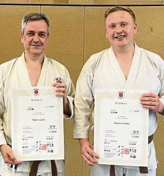 Bestanden ihre Meisterprüfung zum 1. Dan: Juan Ramiro (l.) und Ruslan Bazelev, beide Budokaj Lippstadt.
