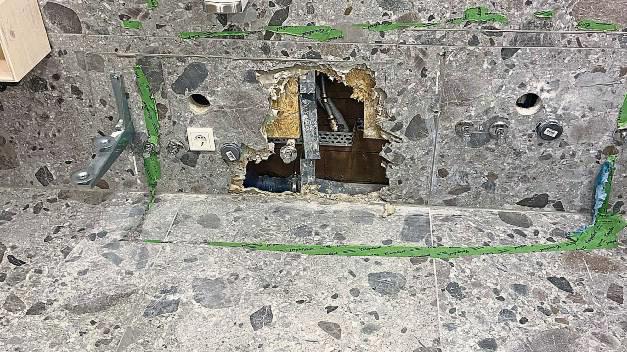 Der Wasserschaden in der neuen Kita trat in einem Sanitärraum auf. Foto: Stadt Geseke