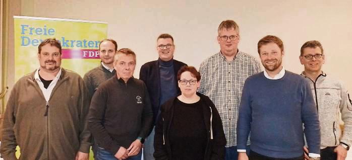 Der Vorstand der FDP Wadersloh (v.l.): Olaf M. Werner, Andreas Lohmeier, Oliver Weinekötter, Markus Diekhoff, Liane Werner, Timo Franke, Phillip Winkler und Richard Neubauer.
