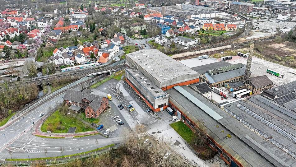 Am Standort der jetzigen RNE-Verwaltung an der Unionstraße 1 (links unten) wird Informationen unserer Zeitung zufolge ein Hotel geplant. Foto: Eickhoff