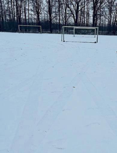 In Delbrück sind Unbekannte mit einem oder mehreren Autos über den Spielfeldrasen gerast. Foto: Polizei
