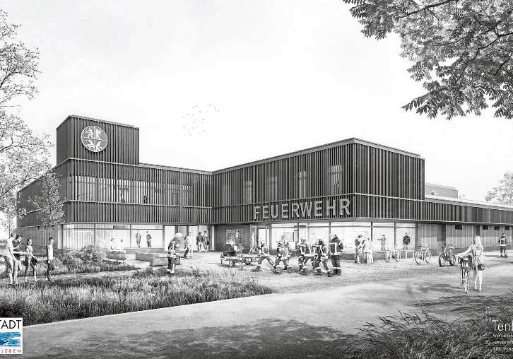 So sieht der neue Feuerwehrstützpunkt in Lipperbruch im Entwurf aus. Visualisierung: Tenhündfeld Architekten