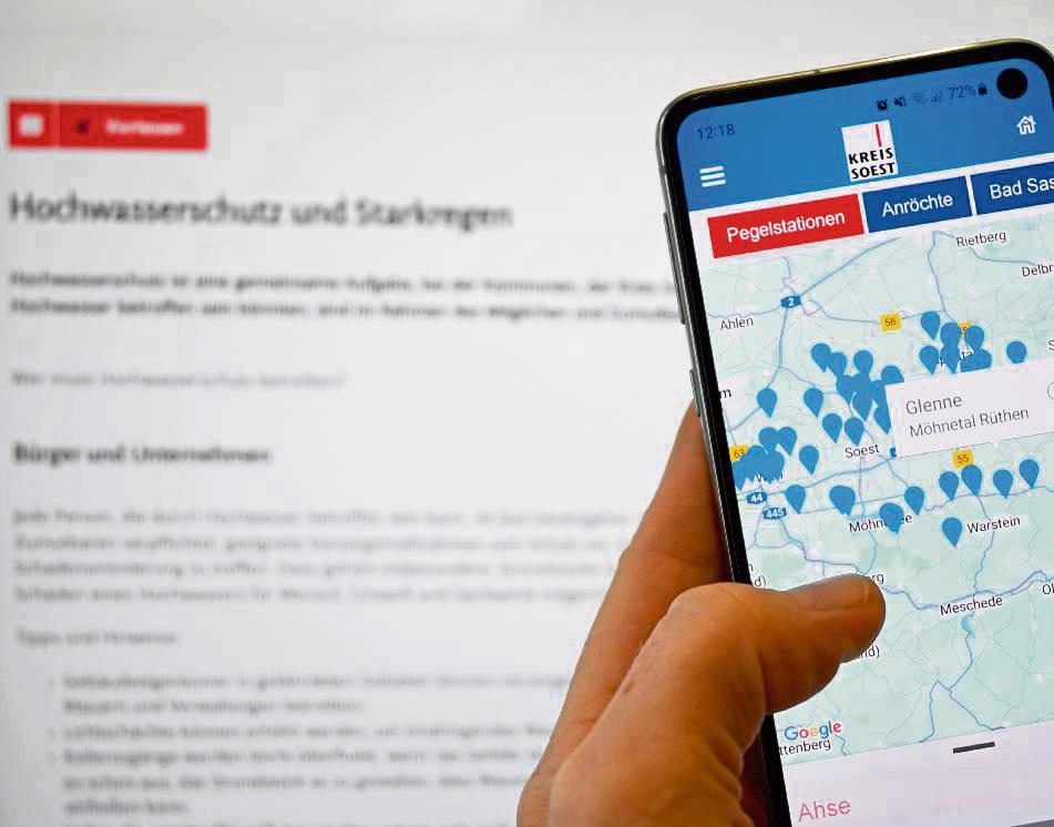Die „Pegel-App Kreis Soest“ ist kostenlos in allen gängigen App-Stores verfügbar. Foto: Schulte-Nölle (Kreis Soest)