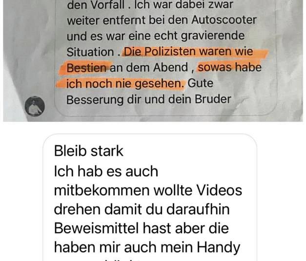 Diese Nachrichten bekam der Angeklagte wenige Tage nach der Schlägerei von Zeugen via Instagram.