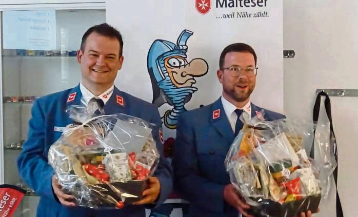 Die Malteser verabschiedeten den Stadtbeauftragten Jörn Hanisch (l.) und den Stadtgeschäftsführer Michael Rappold. Beide gaben ihren Posten aus beruflichen Gründen auf.