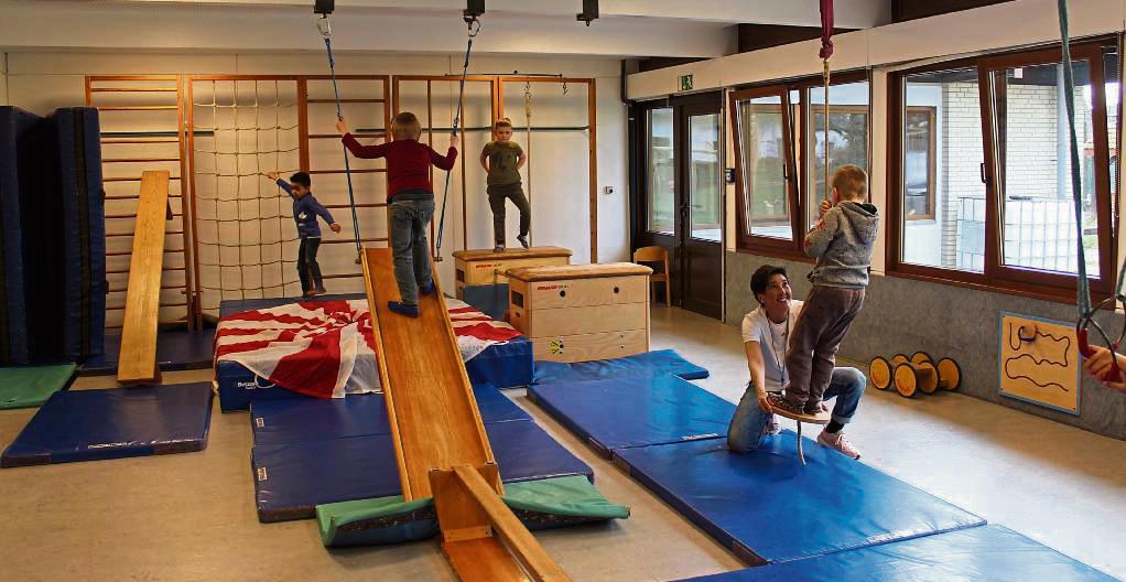 Mehr Bewegung für Vorschulkinder: Im Rahmen des „Gesundekids“-Projekts besucht eine Übungsleiterin den Evangelischen Wichern-Kindergarten. Foto: Mintert