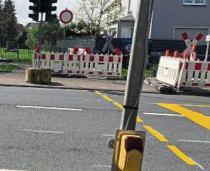 Die neue provisorische Ampel an der B55. Foto: Mintert