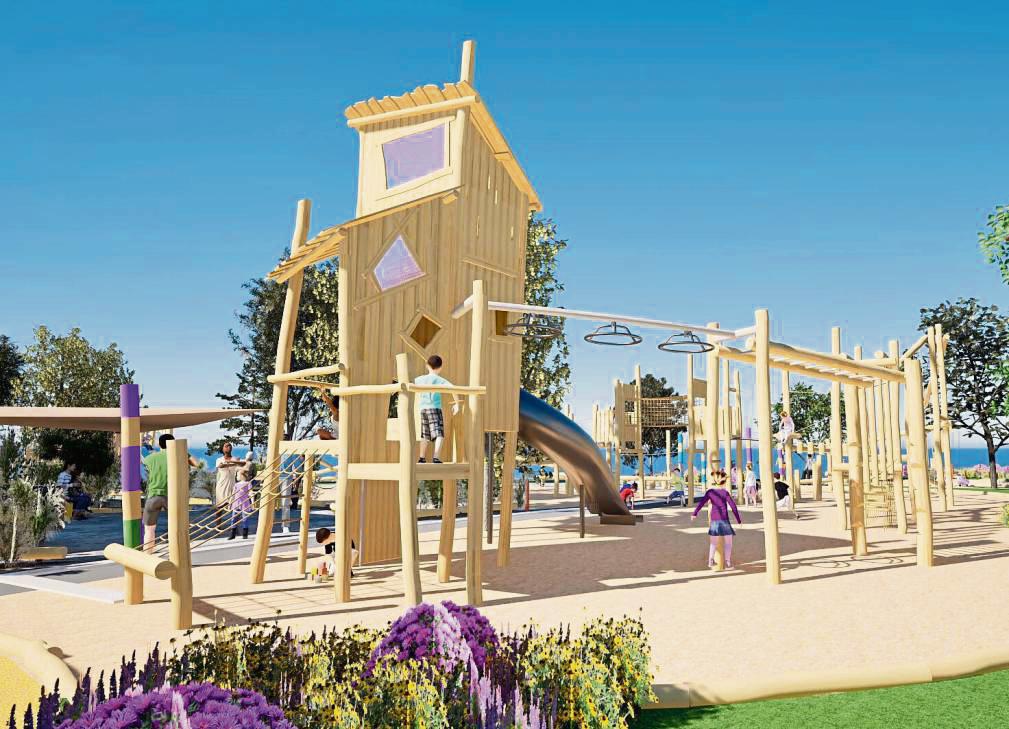 Ob mit oder ohne Behinderung, auf dem inklusiven Spielplatz am Jahnplatz sollen alle Kinder zusammen Spaß haben. So wie auf diesem Bild soll der Spielplatz aussehen. Visualisierung: Natürlich inklusiv