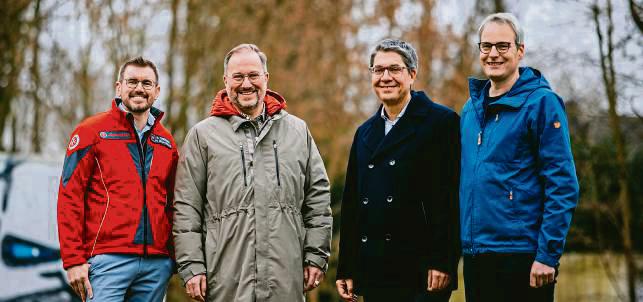 Haben sich über hospizdienstliche Versorgung und Angebote für betreutes Wohnen ausgetauscht: (v.l.)Sebastian Thiemann, Felix Staffehl, Martin Wolf und Alexander Tschense.