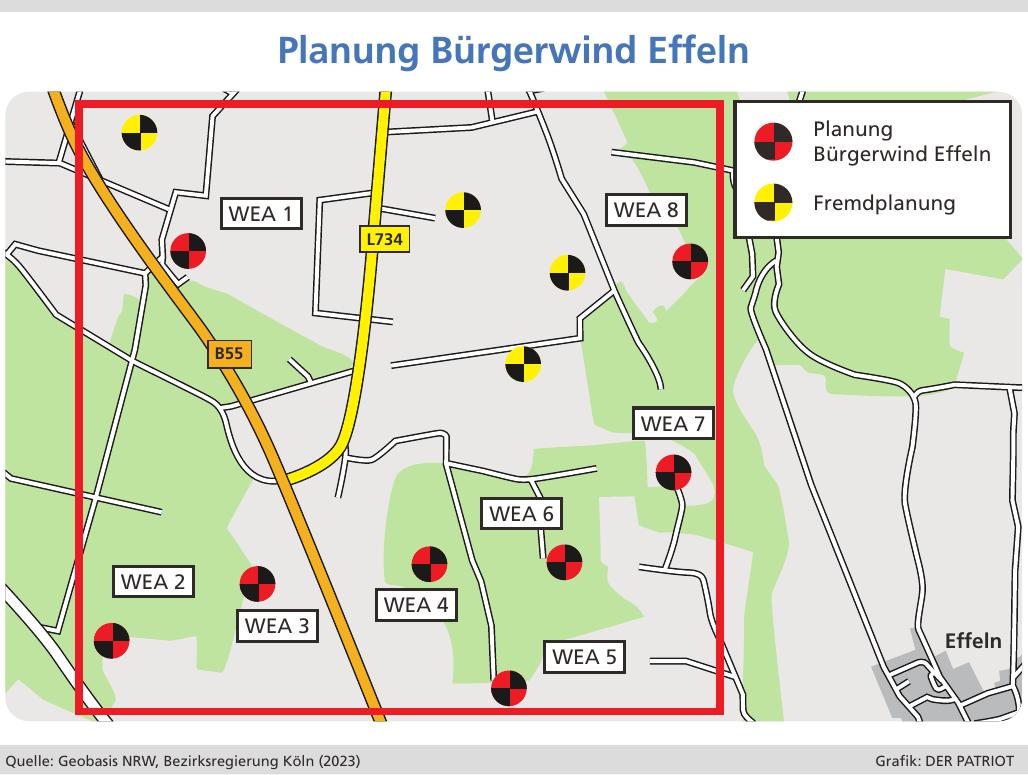 An diesen Standorten kann sich die Initiative Bürgerwind Effeln die Windkraft-Anlagen vorstellen.